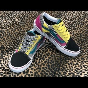 teal pink and yellow vans